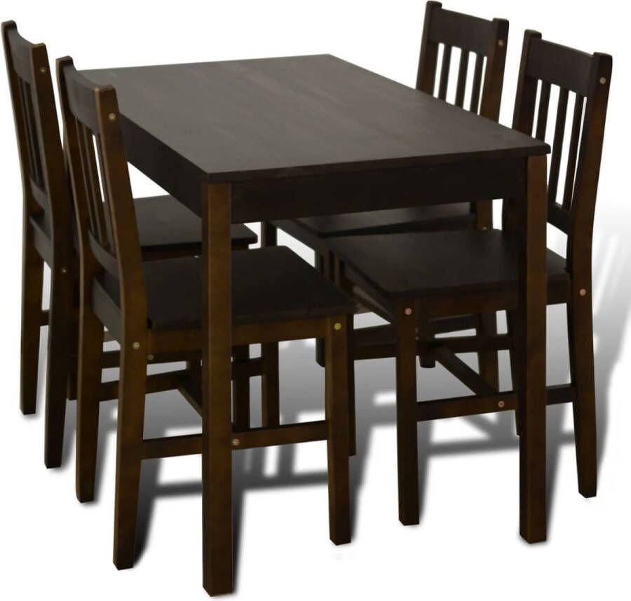 Modern life ModernLife' Eettafel met 4 stoelen hout bruin