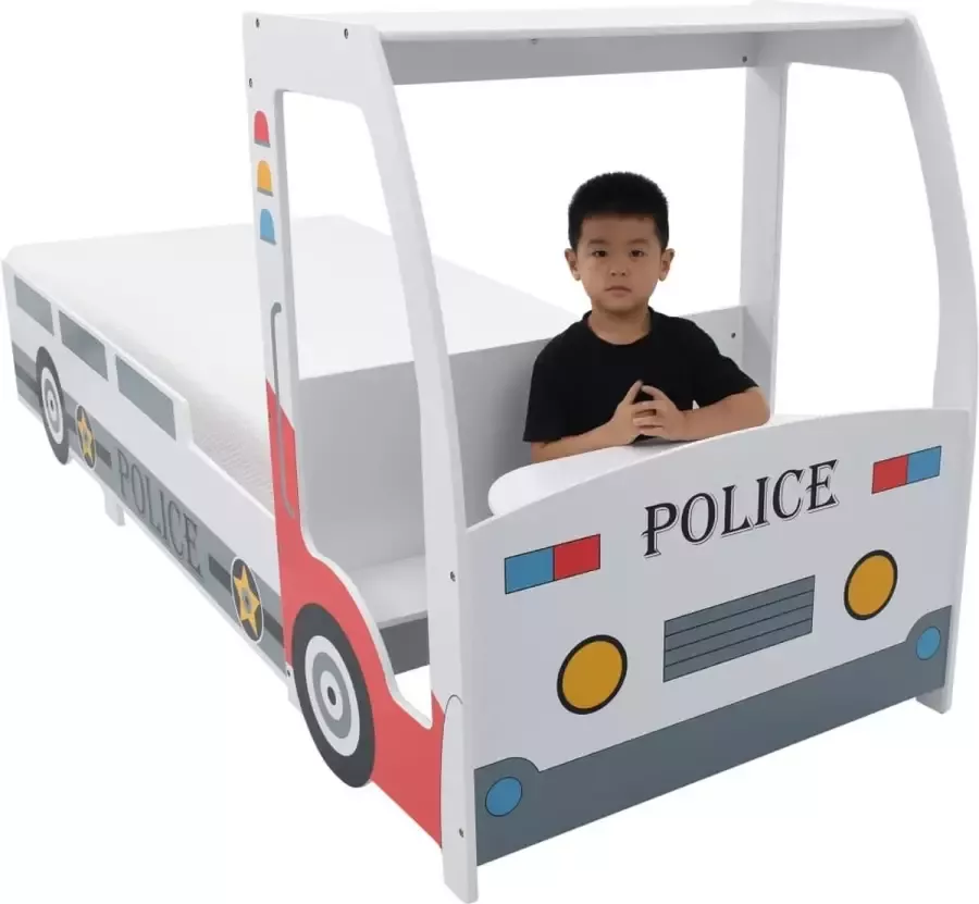Modern life ModernLife' Kinderbed politieauto met traagschuim matras 90x200 cm