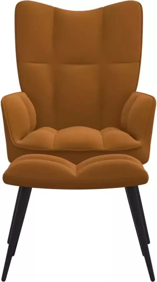Modern life ModernLife' Relaxstoel met voetenbank fluweel bruin