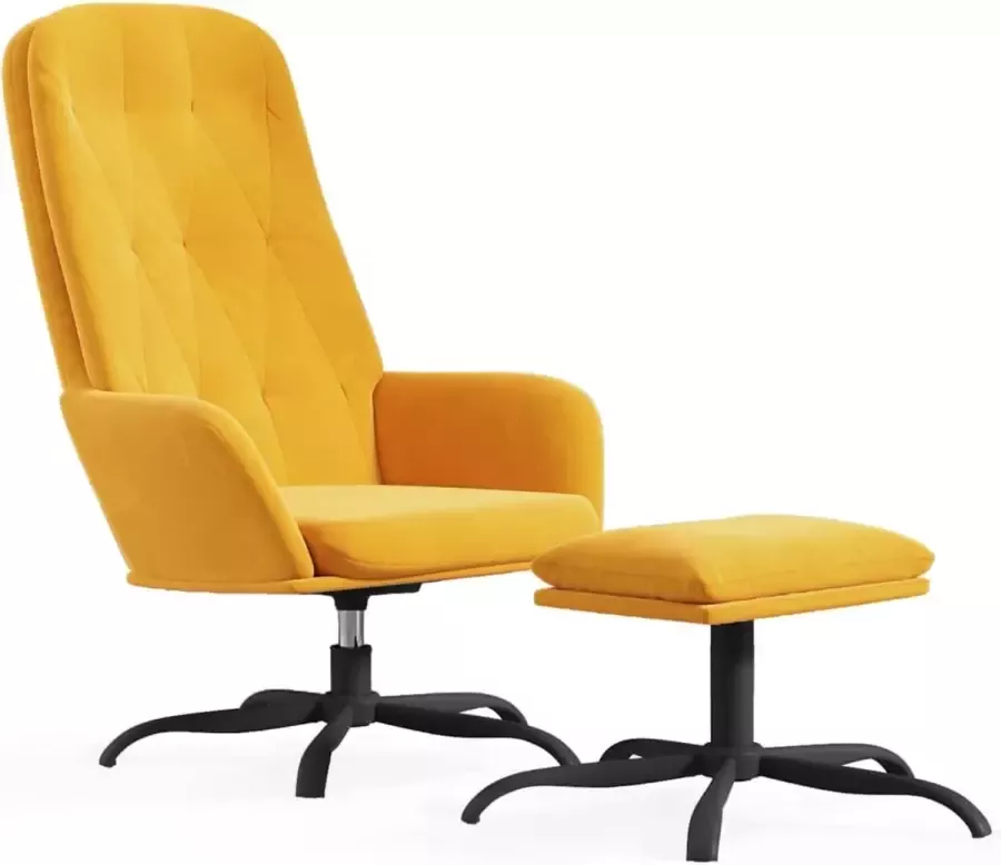 Modern life ModernLife' Relaxstoel met voetenbank fluweel mosterdgeel