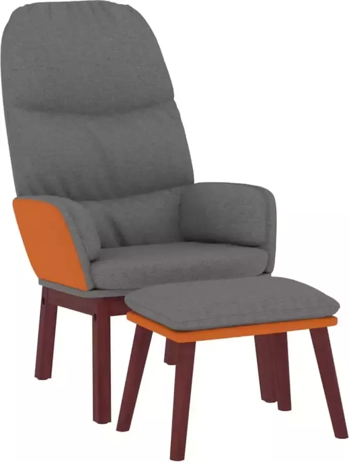 Modern life ModernLife' Relaxstoel met voetenbank stof lichtgrijs