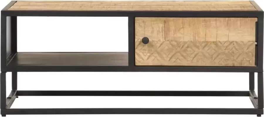 Modern life ModernLife' Salontafel met bewerkte deur 90x55x36 cm ruw mangohout