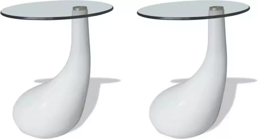 Modern life ModernLife' Salontafel met rond glazen tafelblad hoogglans wit 2 st