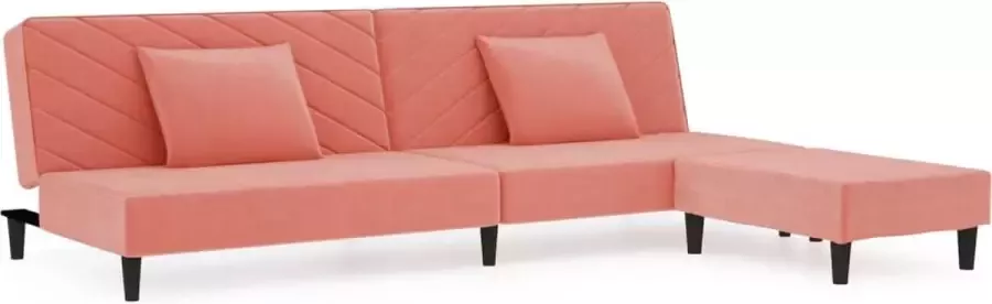 Modern life ModernLife' Slaapbank 2-zits met 2 kussens en voetenbank fluweel roze