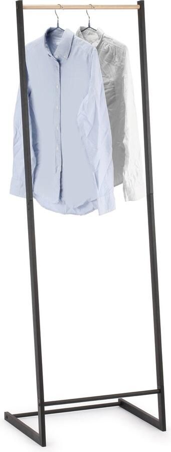 Modern Spirit Kledingrek enkele stang zwart metaal hout 50 x 160 cm extra opslagruimte
