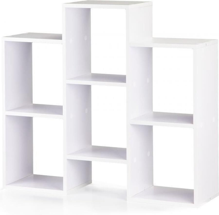 ModernHome Moderne Houten Vakkenkast Wit 7 Opbergvakken 85x22x76 cm