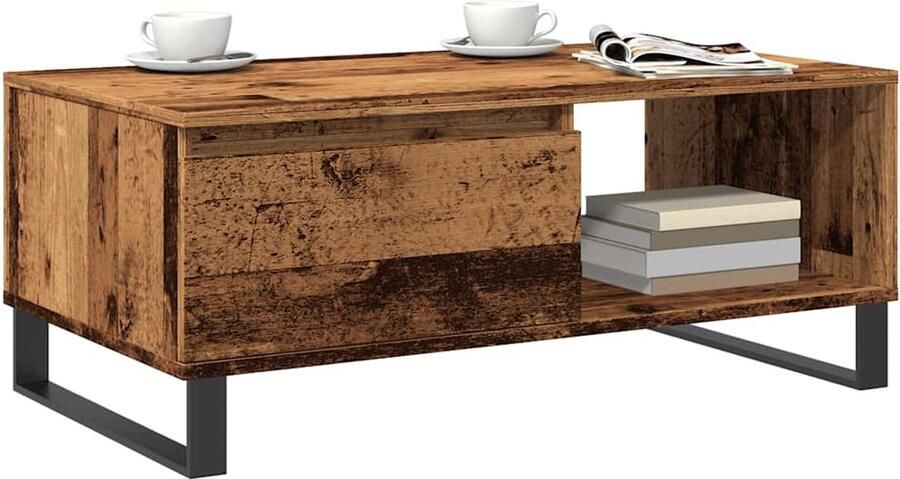 ModernLife' FIONERA Salontafel 90x50x36 5 cm bewerkt hout oud houtkleurig