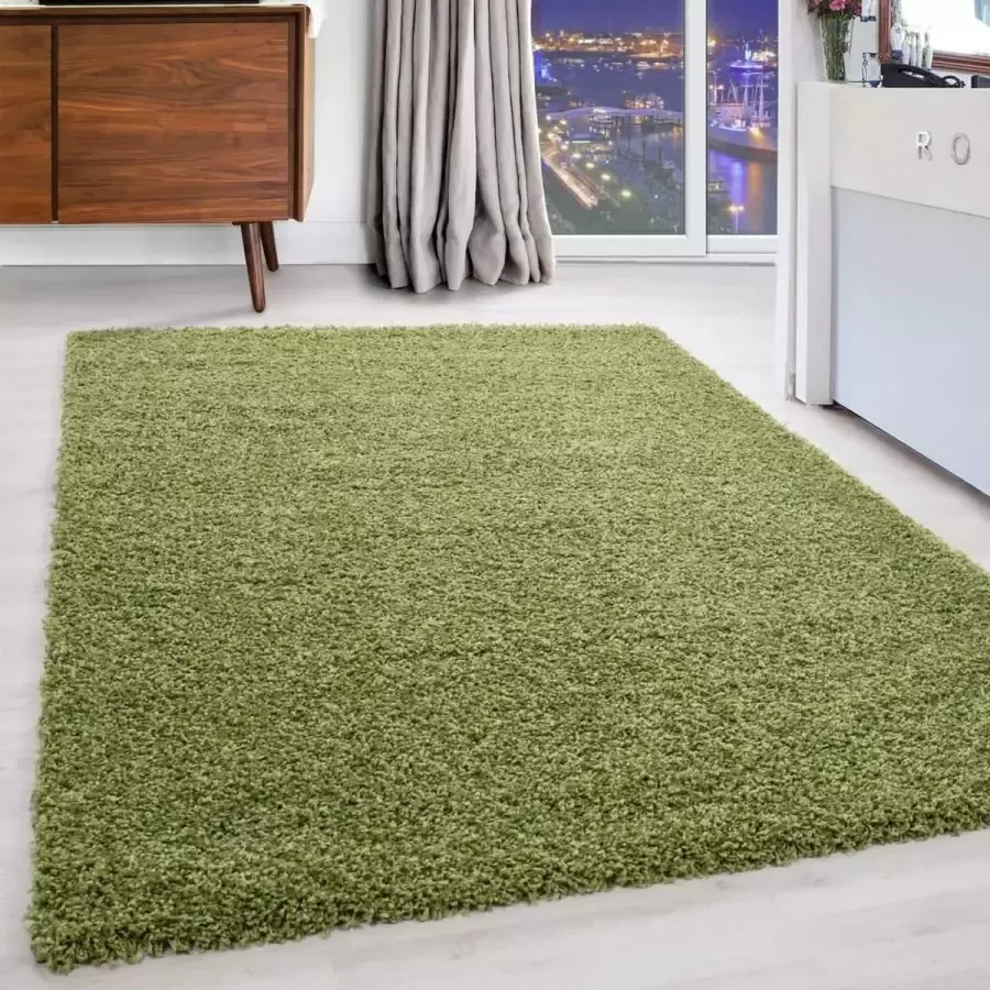 Modica Tappeto Hoogpolige Vloerkleed Plus Shaggy Groen 120 X 170 Cm