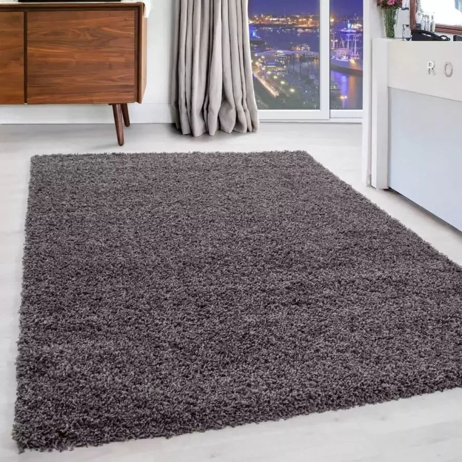 Modica Tappeto Hoogpolige Vloerkleed Plus Shaggy Taupe 160 X 230 Cm