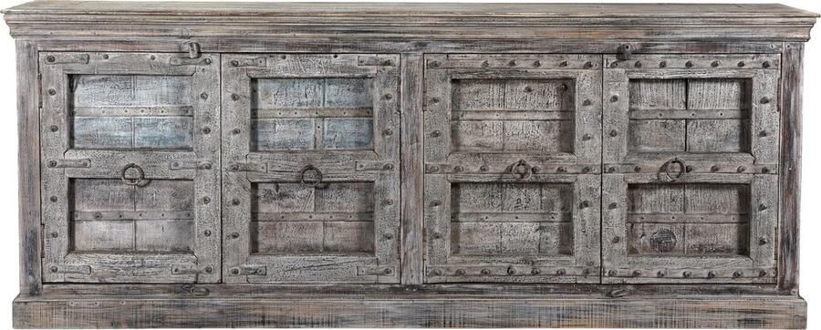 MOFASA Aziatisch vintage dressoir 257CM Mix Blauw Groen Teak