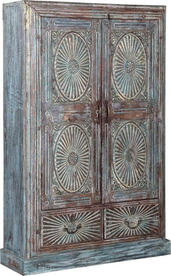 MOFASA India kast Bohemian Ibiza stijl 148cm Blauw Houtsnijwerk