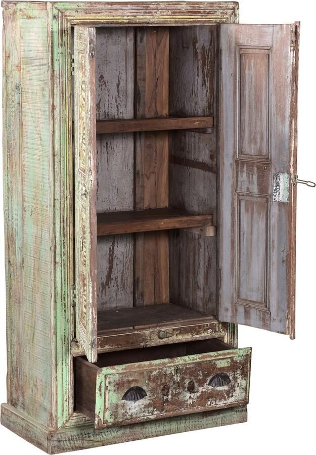 MOFASA Vintage Kast India Bohemian Ibiza stijl| 140CM Groen Teak - Foto 2