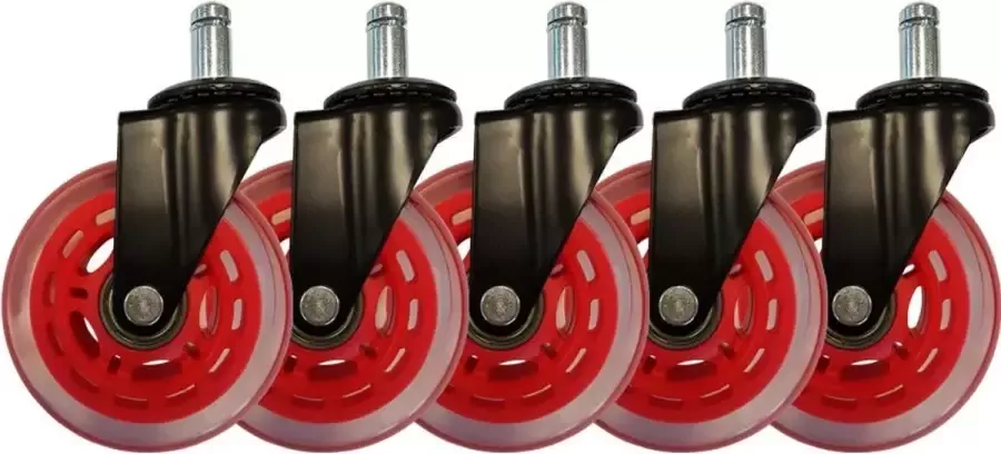 Mogi Products Mogi s-Bureaustoel Wieltjes-11mm-Wielen voor Gamestoelen-Zwenkwielen-Set van 5 Stuks-Bureaustoel Wielen Rood