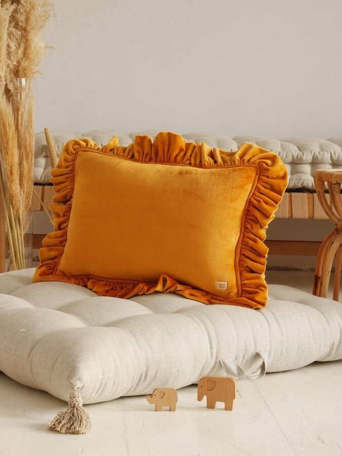 Moi Mili Velvet Kussen Met Franje 40x60cm Mustard