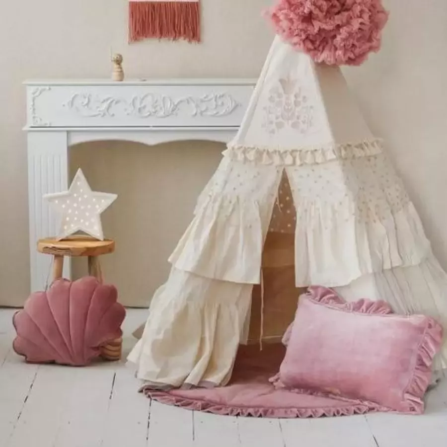 Moi Mili Velvet Speelmat Met Franje Dirty Pink