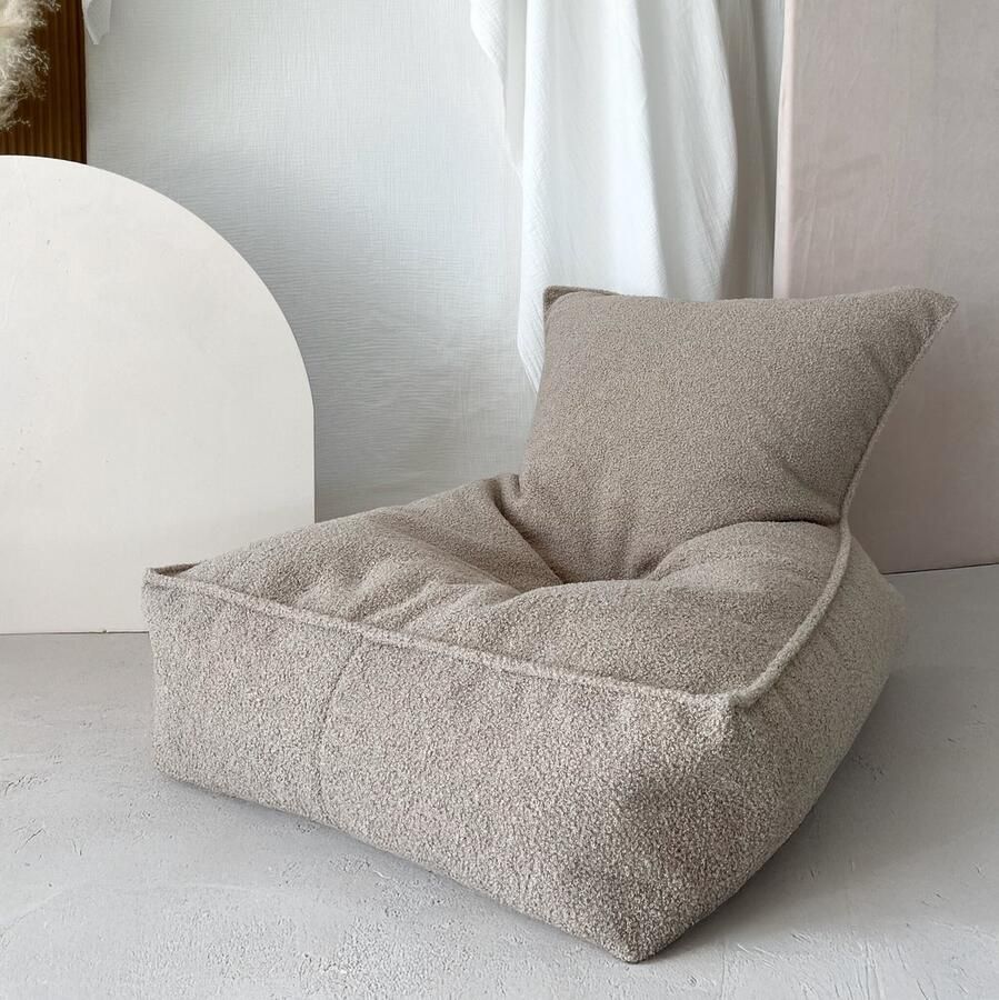 MOJE Bouclé Beanbag Beige Kinderpoef zitzak voor kinderen