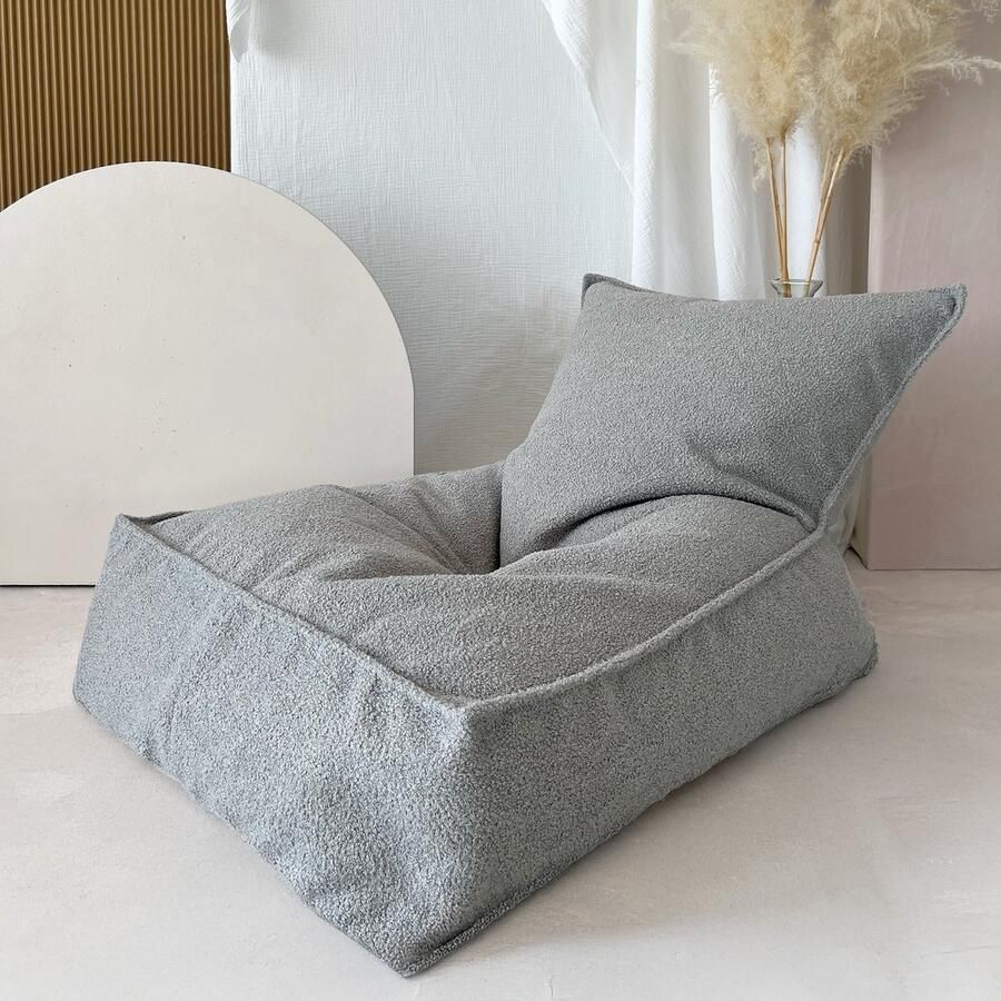 MOJE Zitzak voor kinderen- Beanbag Bouclé Grey Kinderpoef Grijs bouclé