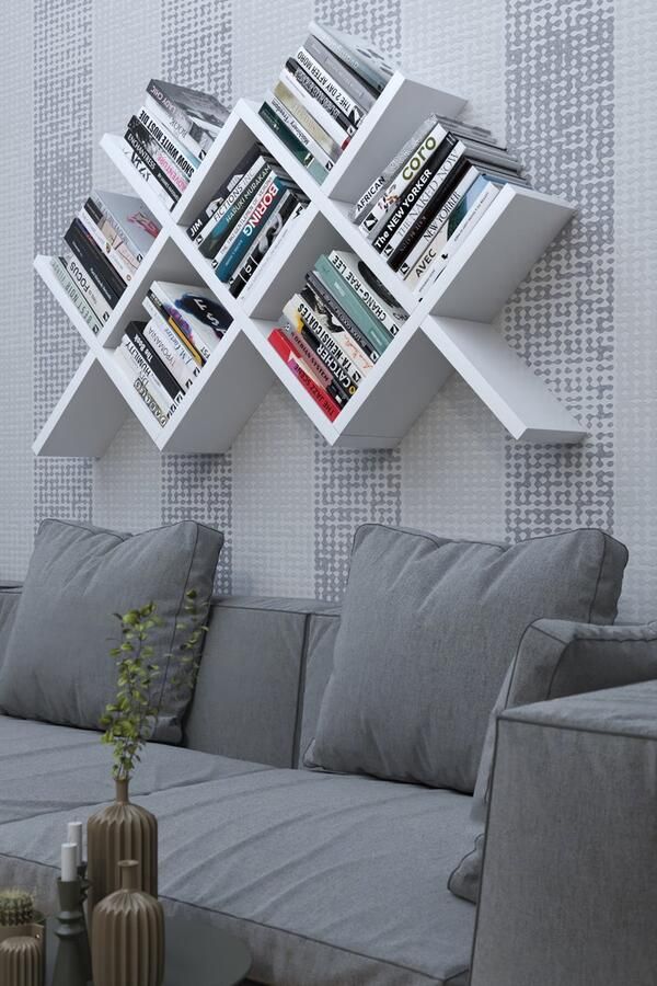 Moka Park Boekenkast Boekenplank -Hoekplank voor Wand Houten Plank Keuken Plank Kantoor Plank Wandplank Manol Wit