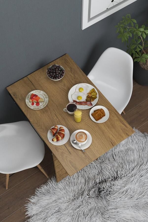 Moka Park Bureau Kantoortafel Studie tafel Eettafel Keukentafel Opklapbaar Tafel Praktisch Tafel Rechthoek Tafel Fulya Bruin