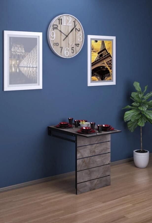 Moka Park Bureau Kantoortafel Studie tafel Eettafel Keukentafel Opklapbaar Tafel Praktisch Tafel Rechthoek Tafel Fulya Grijs