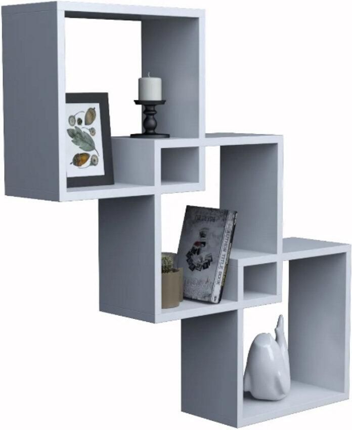 Moka Park Houten Boekenplank Wandkast Wandvitrine Boekenkast Vakkenkast Boekenrek 3 Vakken Wandkast Wit