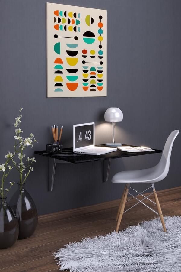 Moka Park Praktische Wandtafel- Inklapbaar Tafel Klaptafel Inklapbare Tafel Vouwtafel Uitschuifbare Eettafel Haltafel Gemonteerd Opvouwbaar Eettafel-Studeerbureau 75x45cm Zwart