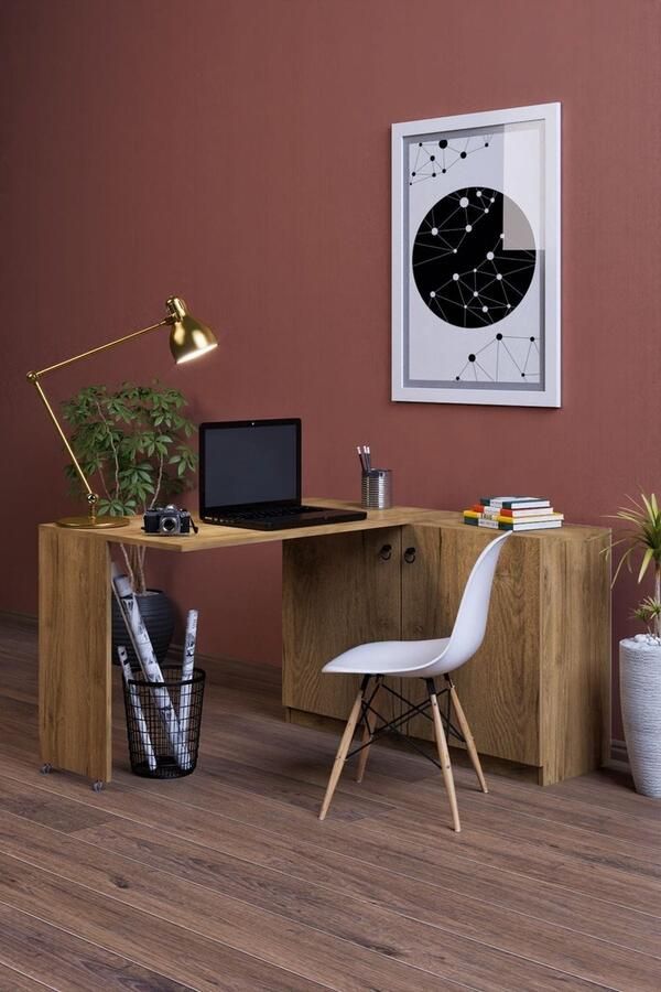 Moka Park -Kantoortafel Opklapbaar Tafel met Kast Praktisch Tafel Bureau Rechthoek Tafel Computerbureau Computer Tafel Bureautafel Flor Wit - Foto 2