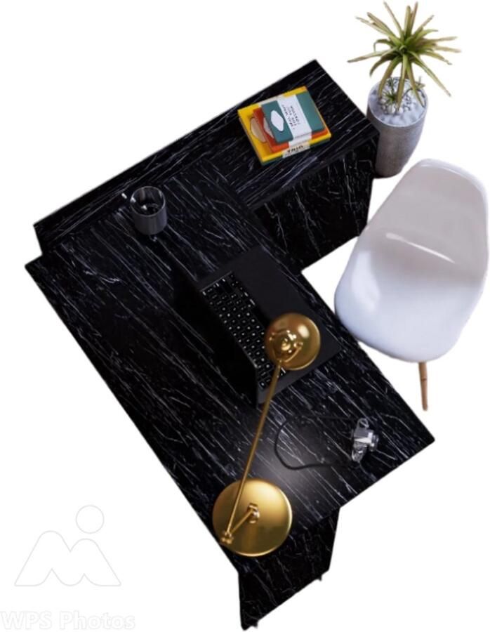 Moka Park -Kantoortafel Opklapbaar Tafel met Kast Praktisch Tafel Bureau Rechthoek Tafel Computerbureau Computer Tafel Bureautafel Flor Zwart