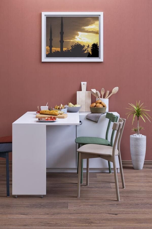 Moka Park -Kantoortafel Opklapbaar Tafel met Kast Praktisch Tafel Bureau Rechthoek Tafel Computerbureau Computer Tafel Bureautafel Flor Wit