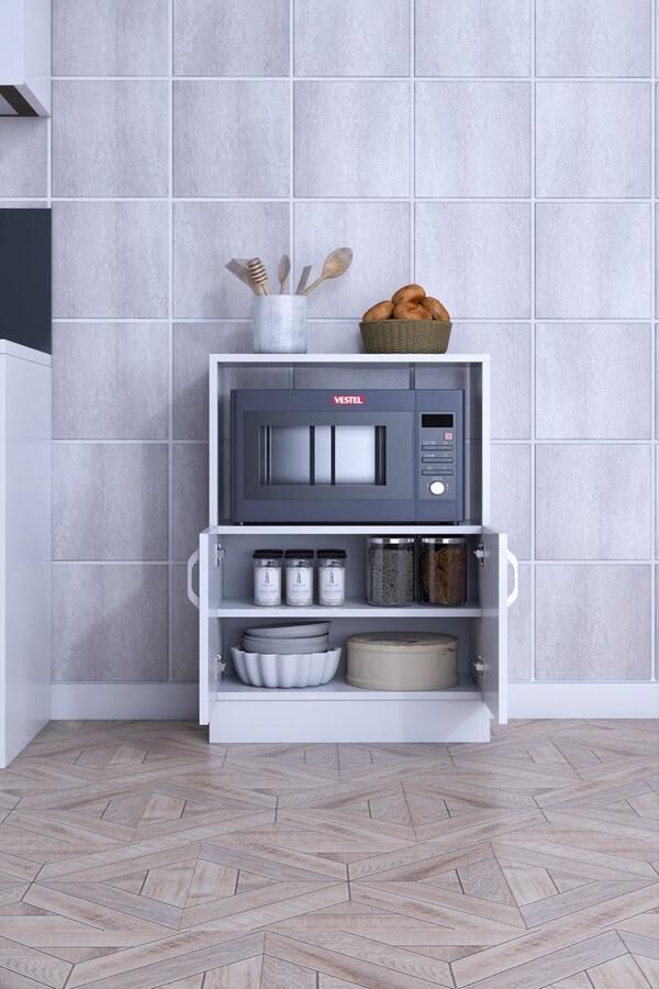 Moka Park Keukenkast Magnetronkast Keukenblok keukenkastorganizers Ovenkast 90x65x30 cm Roma Wit - Foto 2