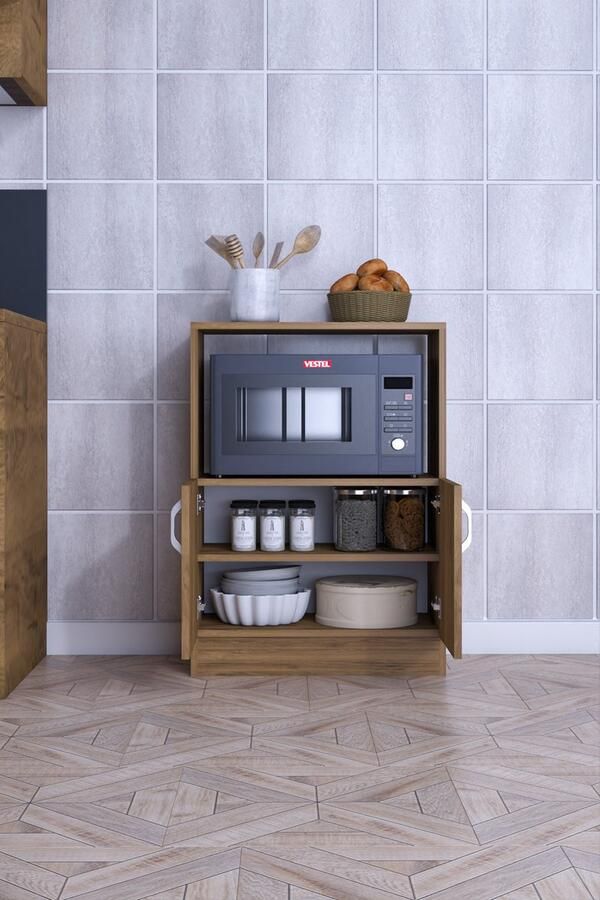 Moka Park Keukenkast Magnetronkast Keukenblok Magnetronrek -Keukenkastorganizers Ovenkast 90x65x30 cm Roma Bruin - Foto 3