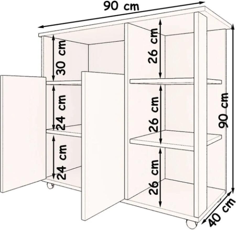 Moka Park Keukenkast Magnetronkast Keukenblok keukenkastorganizers Ovenkast 90x90x40 cm Wit Zwart