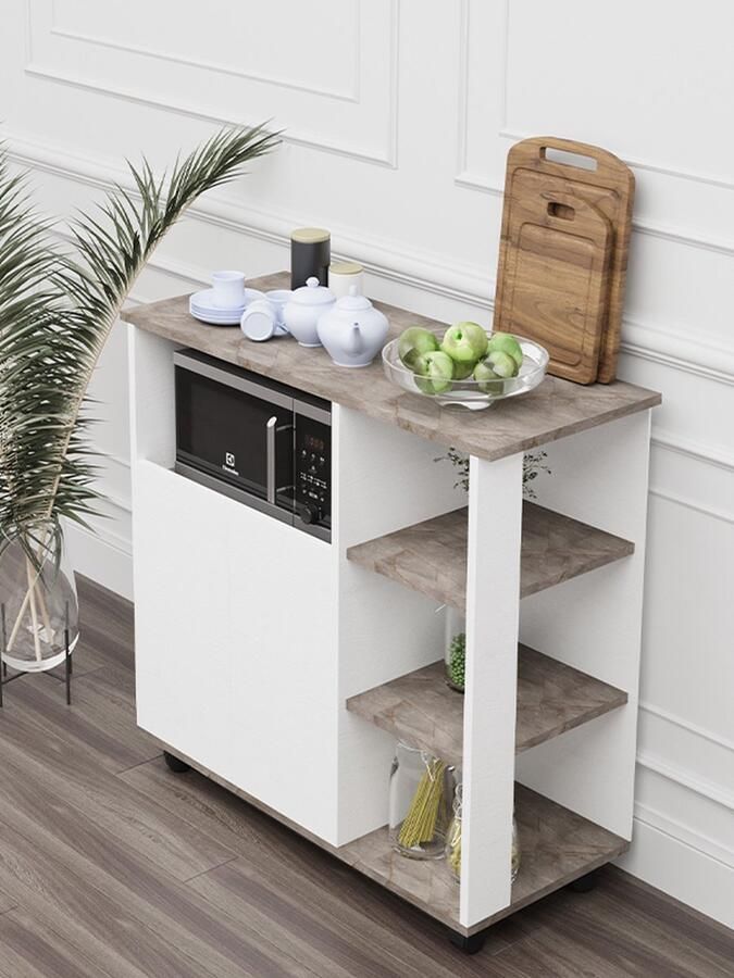 Moka Park Keukenkast Magnetronkast Keukenblok keukenkastorganizers Ovenkast 90x90x40 cm Wit Grijs