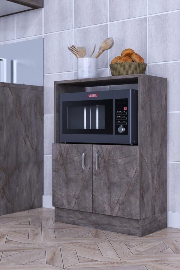 Moka Park Keukenkast Magnetronkast Keukenblok keukenkastorganizers Ovenkast 90x65x30 cm Roma Grijs