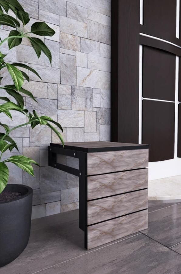 Moka Park Wandmontage Opklapbaar Krukje Opvouwbaar Neerklapbaar Bank Gehandicapten Kruk Wandgemonteerde Zitting Opvouwbare Kruk Gehandicapte Stoel Grijs