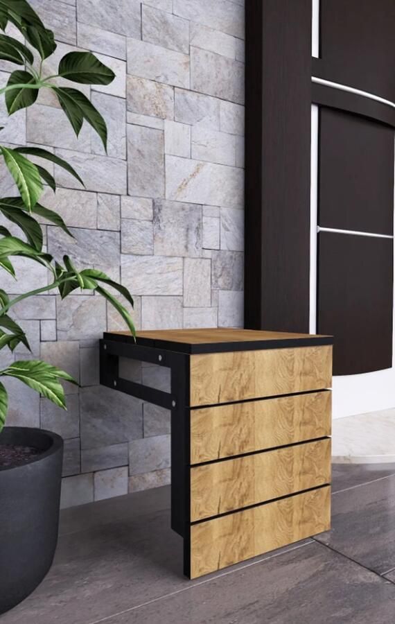 Moka Park Wandmontage Opklapbaar Krukje Opvouwbaar Neerklapbaar Bank Gehandicapten Kruk Wandgemonteerde Zitting Opvouwbare Kruk Gehandicapte Stoel Bruin