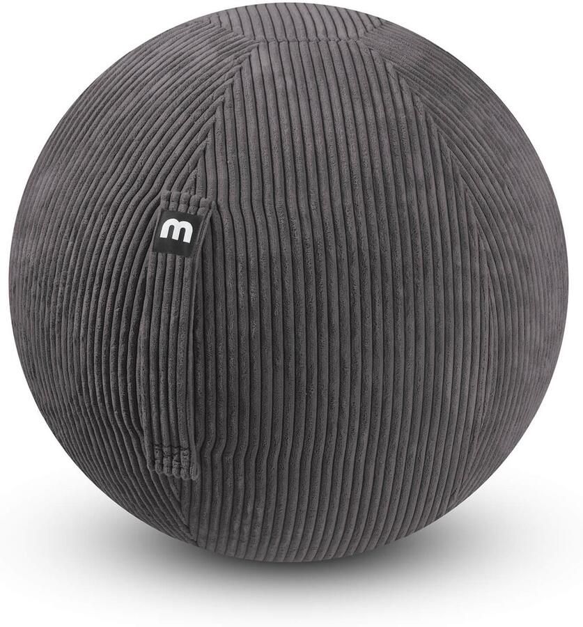 Mokebo koord Zitbal ergonomisch 'Der Sportliche' Bureaustoel alternatief Gymnastics Ball gemaakt van Stof Pezziball Yogabal met Pomp in antraciet zwart