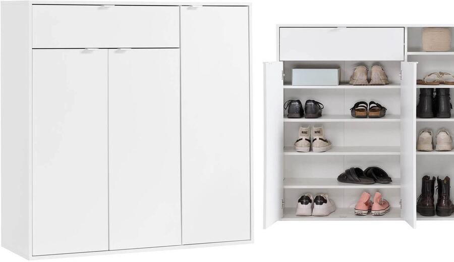 Mokebo Schoenenkast 'Der Concierge' (114 x 109 cm) multifunctionele Gangkast of Opbergkasten met een lade in wit hout