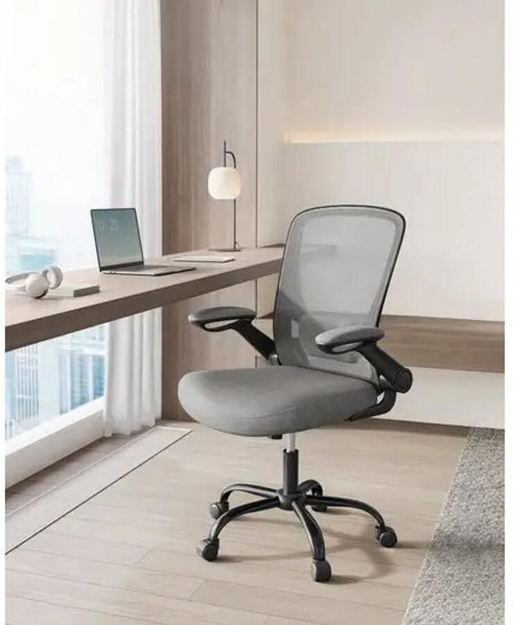 Momentum Online Momentum Kantoorstoel Bureaustoel Draaistoel Brede zit Ergonomisch ontwerp In hoogte verstelbaar Moderne Stijl Met rollers Grijs