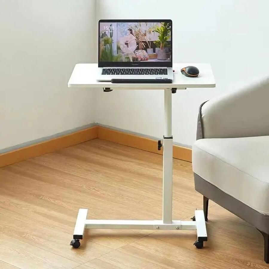 Momentum Online Momentum Laptop Stand Mini Bureau Nachtkastje Mobiele Laptoptafel Zwart Draaibaar Inklapbaar Hoogte Verstelbaar Met Wielen 50x30x59cm