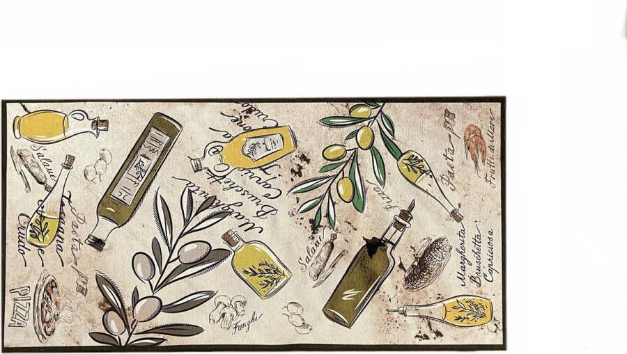 MOMO Rugs Loper Olijf 60x140 cm vloerkleed laagpolig tapijt Design Modern Kitchen Masters Keukenloper Meerkleurig