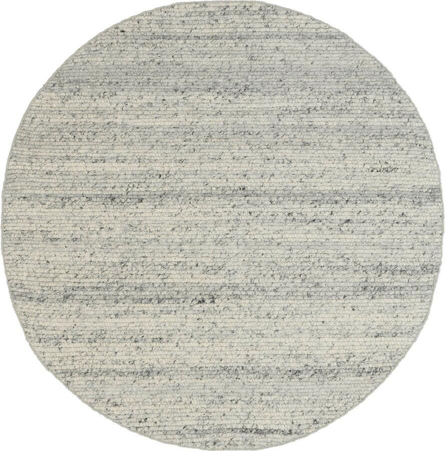 MOMO Rugs Sten Grey Rond Vloerkleed 200 rond Laagpolig Rond Structuur Tapijt Industrieel Grijs Wit Zwart