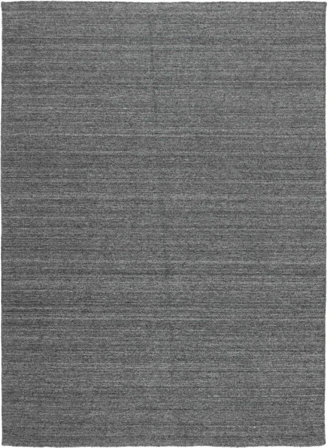 MOMO Rugs Nouveau Plain Dark Grey Vloerkleed 170x240 Rechthoek Laagpolig Tapijt Industrieel Antraciet Grijs