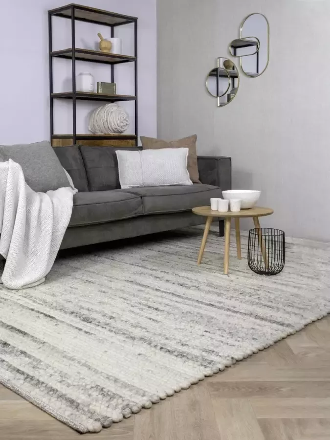 MOMO Rugs Sten Beige Vloerkleed 140x200 Rechthoek Laagpolig Structuur Tapijt Industrieel Beige Bruin Grijs
