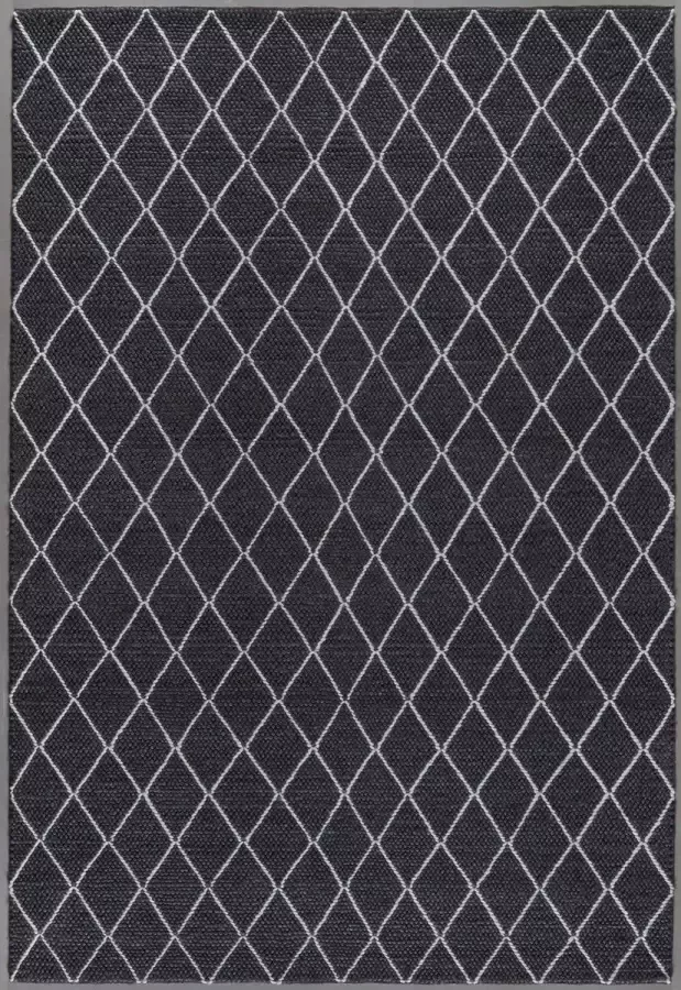MOMO Rugs Stockholm 90 Vloerkleed 160x230 cm Rechthoekig Laagpolig Structuur Tapijt Landelijk Modern Zwart_wit