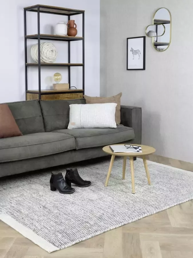 MOMO Rugs Teppe Black White Vloerkleed 140x200 cm Rechthoekig Laagpolig Structuur Tapijt Industrieel Landelijk Scandinavisch Zwart_wit