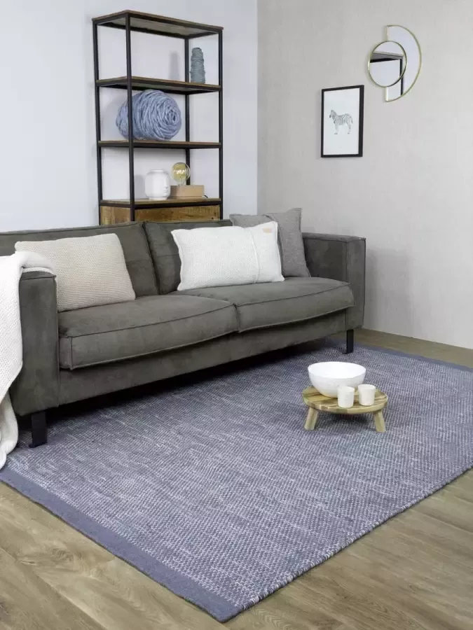 MOMO Rugs Teppe Blue Vloerkleed 140x200 cm Rechthoekig Laagpolig Structuur Tapijt Industrieel Modern Scandinavisch Blauw Wit Zwart