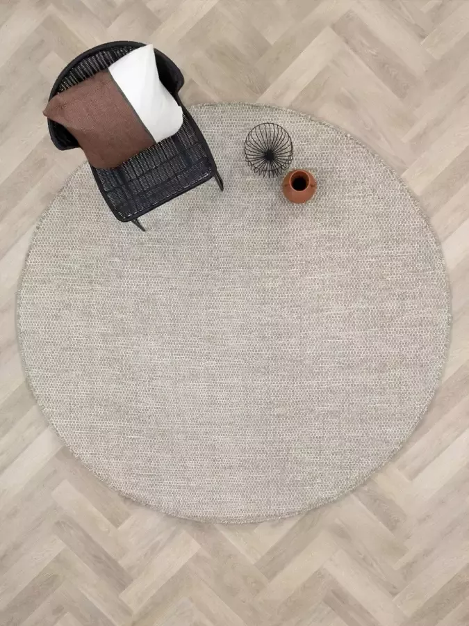 MOMO Rugs Teppe Camel Rond Vloerkleed 200 cm rond Laagpolig Rond Structuur Tapijt Industrieel Scandinavisch Beige Bruin