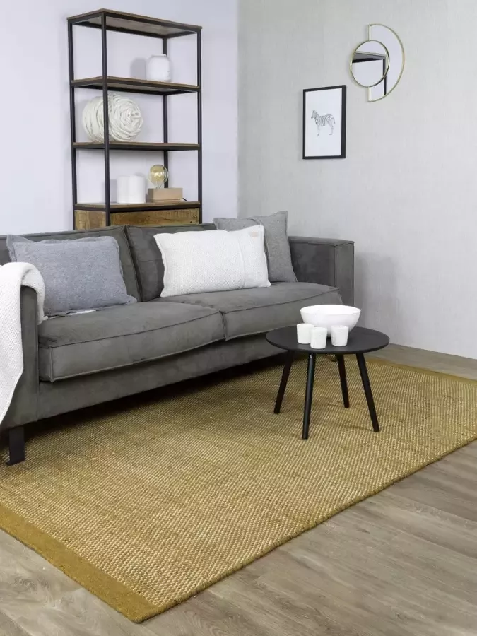 MOMO Rugs Teppe Gold Vloerkleed 140x200 cm Rechthoekig Laagpolig Structuur Tapijt Industrieel Modern Scandinavisch Geel Wit Zwart