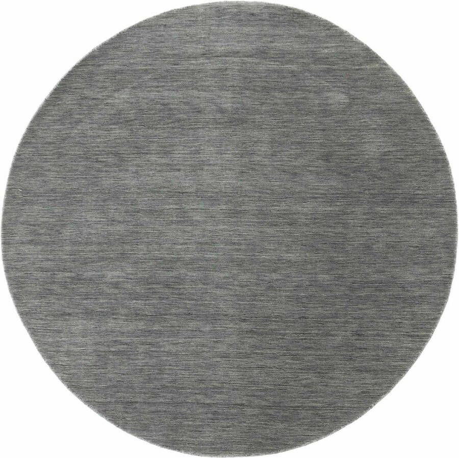 MOMO Rugs Vloerkleed Panorama Uni Rond Dark Grey Vloerkleed 150 rond Laagpolig Rond Tapijt Industrieel Antraciet Grijs